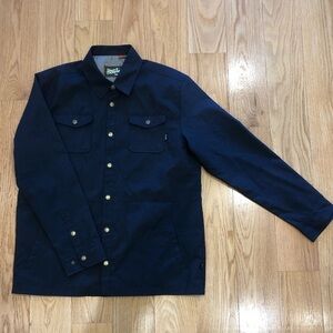 HOWLER BROS. LRG ROADRUNNER 100% POLYESTER BLUE LINED BUTTON-DOWN JACKET (EUC)